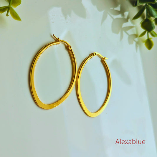 OVAL Hoop｜OVAL Hoop Earrings Stainless Steel Christmas Gift Wrapping Available Hypoallergenic Adorably Chic