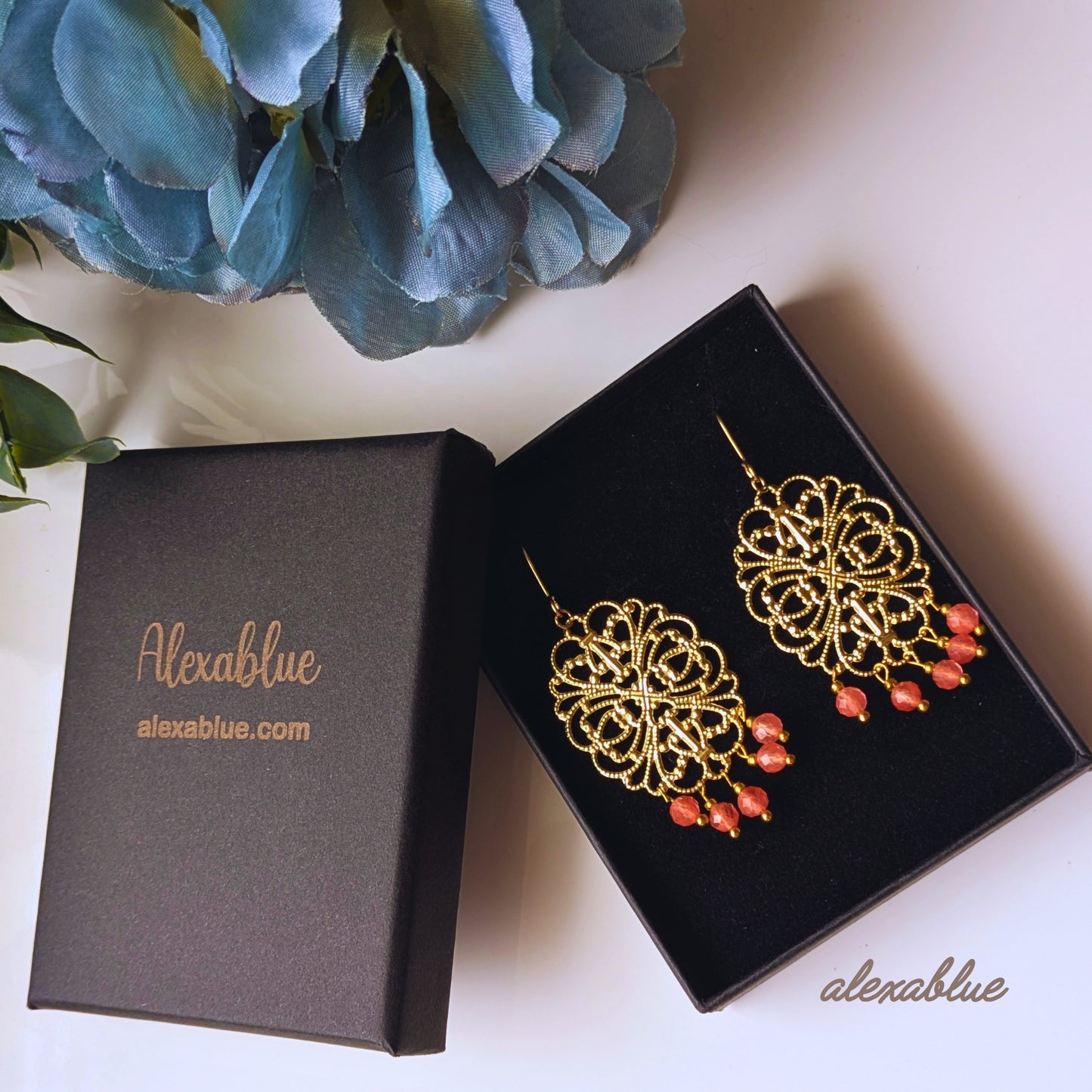 Strawberry Quartz Earrings | Natural Stone Ethnic Earrings | Free Shipping | Free Gift Wrapping