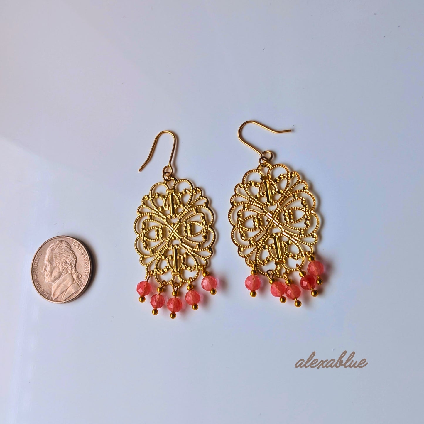 Strawberry Quartz Earrings | Natural Stone Ethnic Earrings | Free Shipping | Free Gift Wrapping