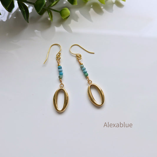 S925ゴールドプレート 小粒ブルーオパール ピアス / Tiny Blue Opal Drop Earrings