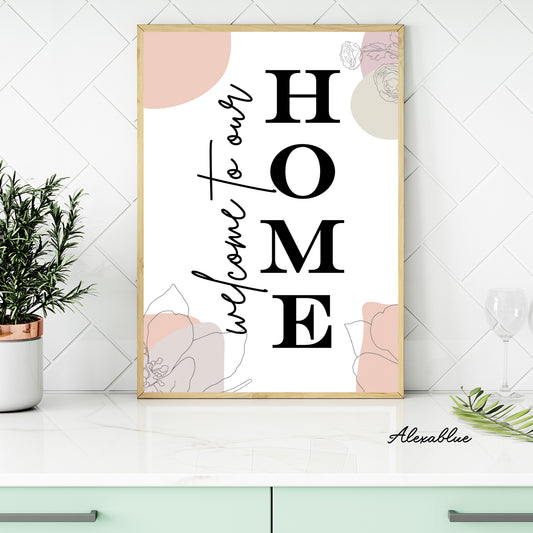 welcome simple poster interior interior poster entrance interior poster spring poster botanical housewarming gift new home gift