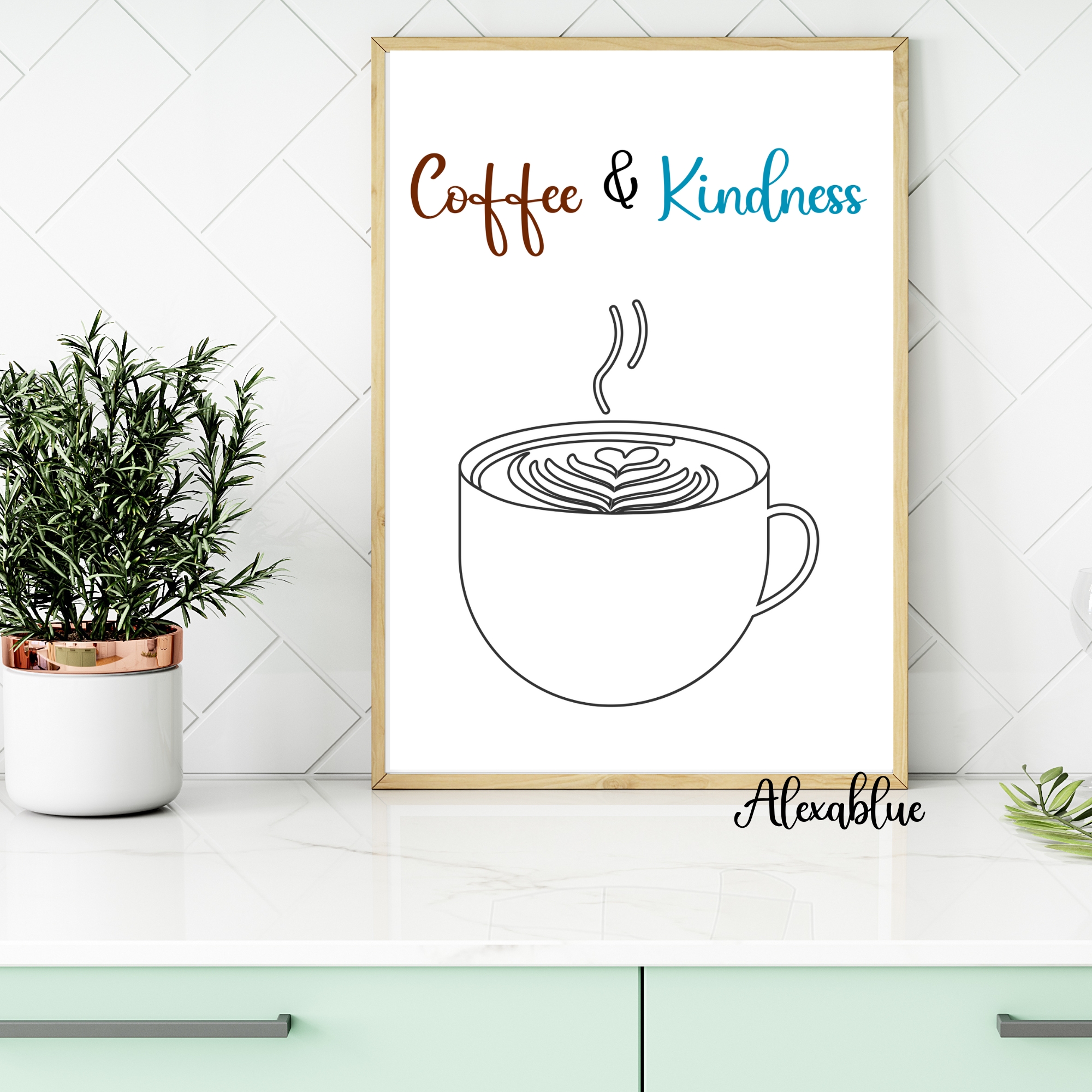 Coffee&Kindness インテリアポスタCafe風 インテリアポスター リビング キッチン新築祝い