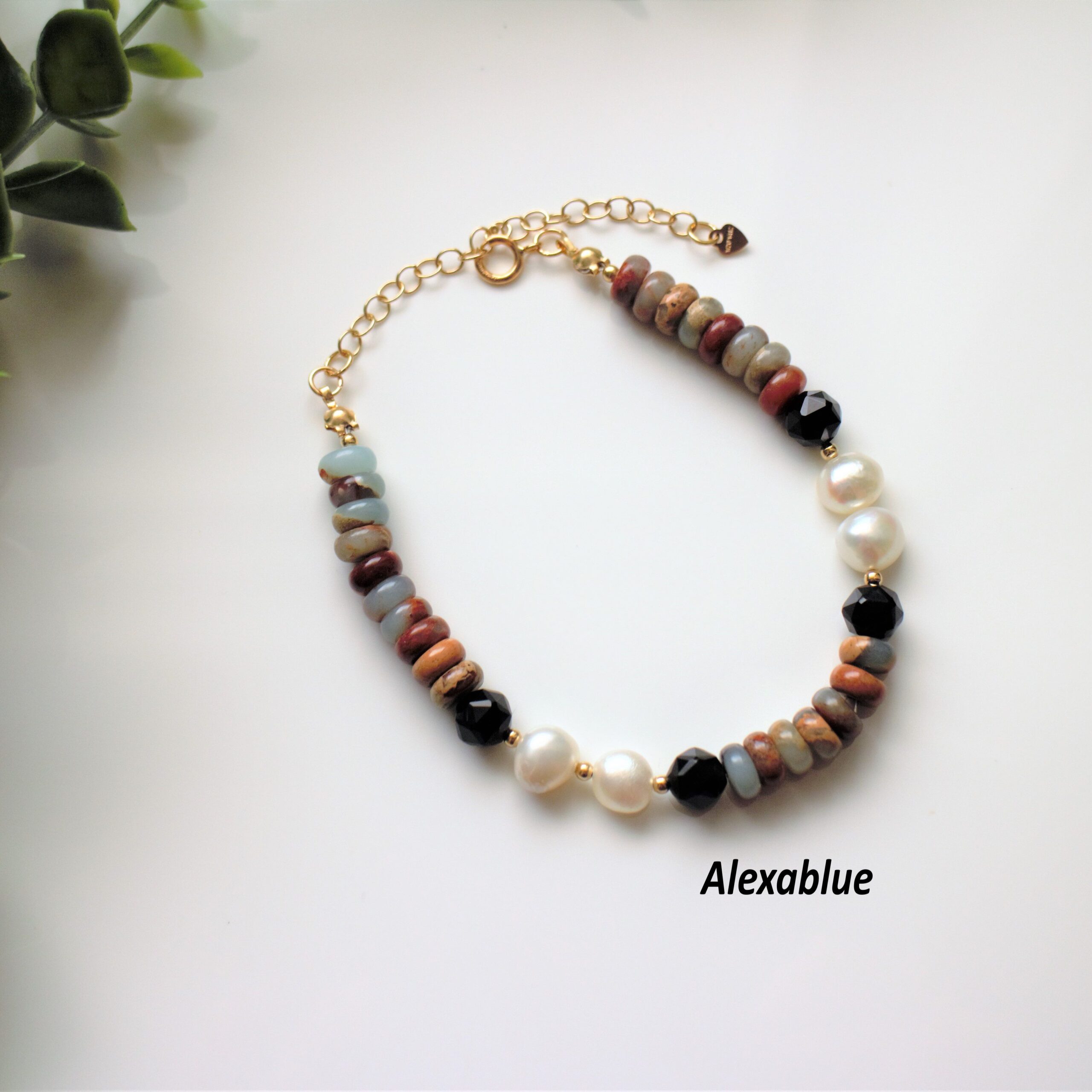 インプレッションストーン淡水パール ブレスレット K14GF Impressionstone bracelet
