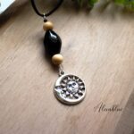 Black onyx Moon & Sun natural stone car rearview mirror hanging|オニキスのMoon&Sun天然石Carルームミラーハンギング 全体写真