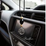 Black onyx Moon & Sun natural stone car rearview mirror hanging|オニキスのMoon&Sun天然石Carルームミラーハンギング 車内に飾った写真