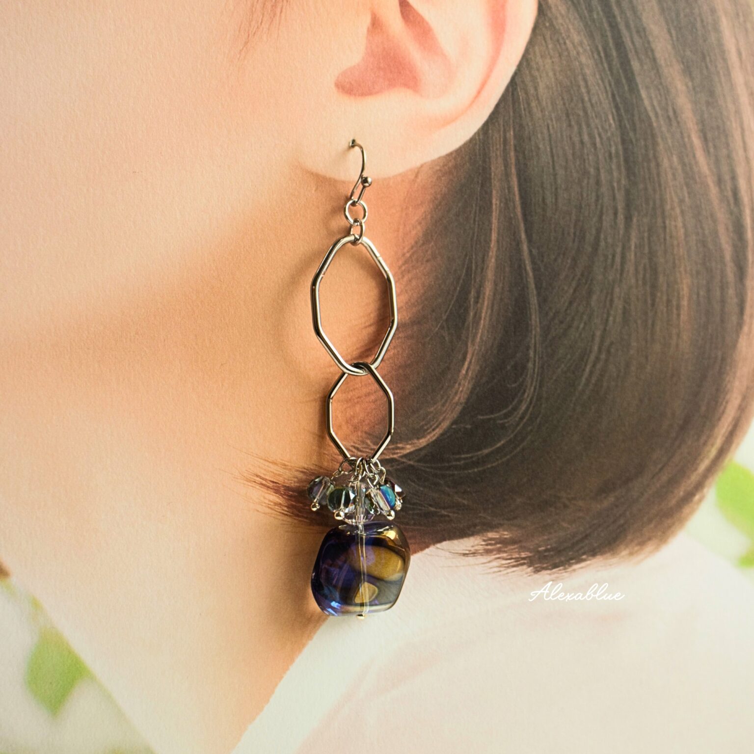 アシンメトリーチェーンピアス サージカルステンレスピアス