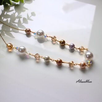 シャンパンカラー ロングネックレス サージカルステンレス ネックレス