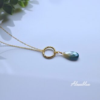 バイカラー ムーンストーン ロングネックレス K14GF 天然石ネックレス 6月誕生石