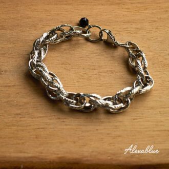 ユニセックス オニキスボリュームチェーンブレスレット ステンレスブレスレット  お守りブレスレット