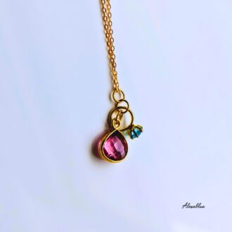 ピンクトパーズ&アクアマリン ネックレス S925ネックレス 天然石ネックレス  11月誕生石 3月誕生石