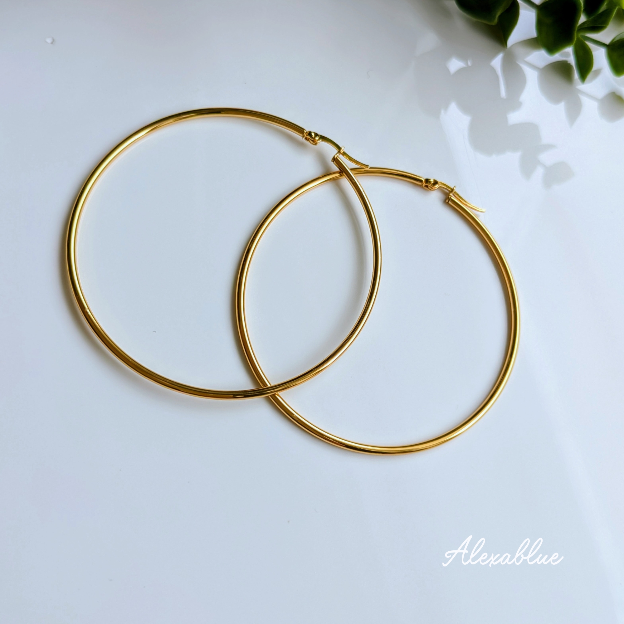 クラシック・ラージフープピアス BIG フープ ピアス 大きめフープピアス ステンレススチール 大ぶりピアス