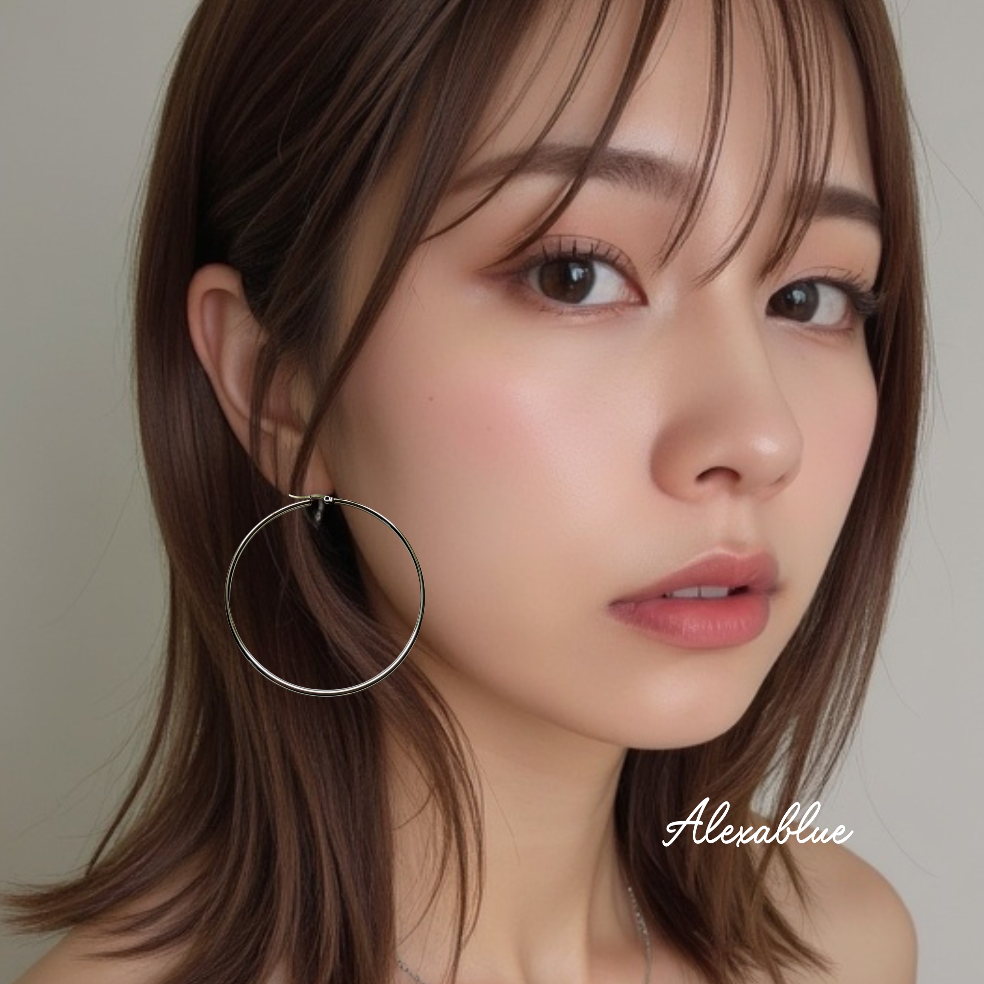 クラシック・シルバーラージフープピアス BIG フープ ピアス 大きめフープピアス ステンレススチール 大ぶりピアス