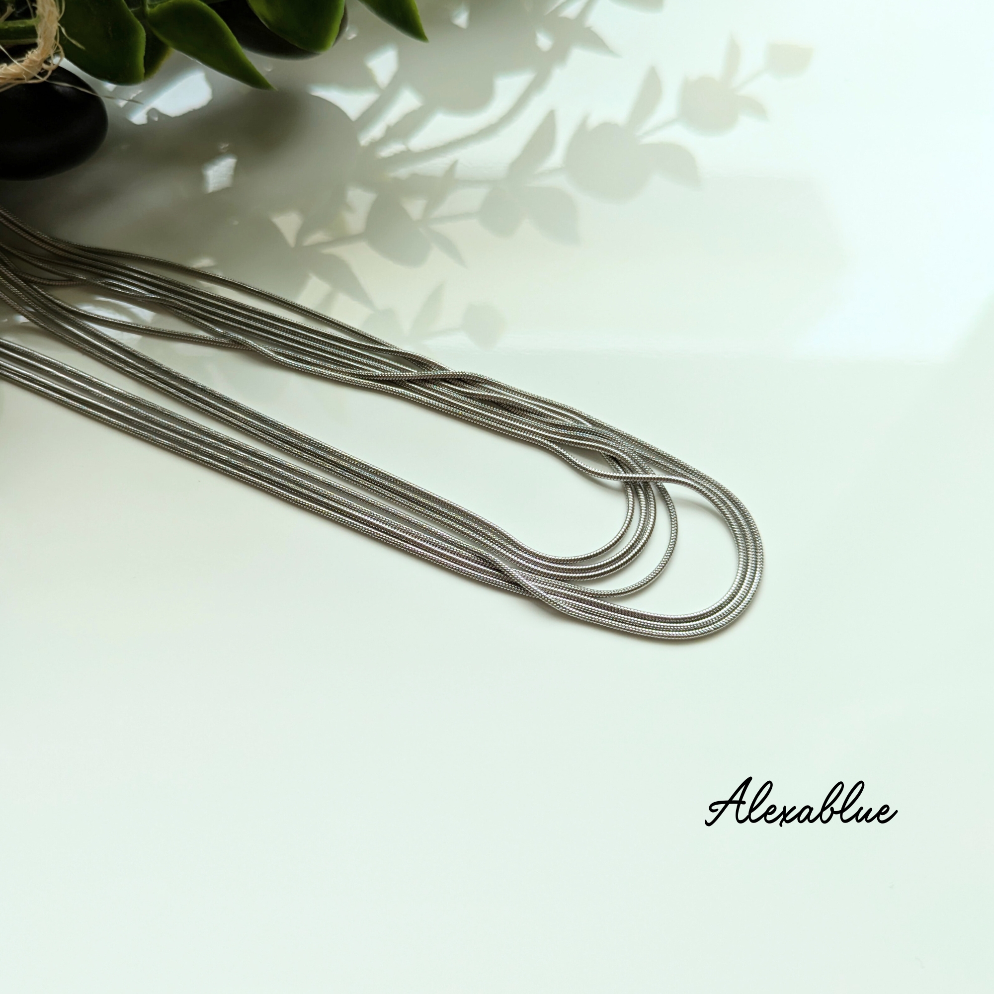 選べる天然石付きボリューム7連チェーンネックレス