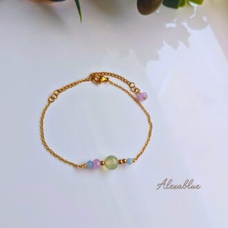 2Way 天然石 ブレスレット&アンクレット|ラベンダーアメジスト・アクアマリン・プレナイト|大人可愛い 癒しの天然石ジュエリー サージカルステンレス 金属アレルギー対応