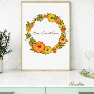 Autumn HOME sweet home ポスター｜秋 インテリアアート 北欧風 おしゃれ 壁掛け ウォールデコ A4